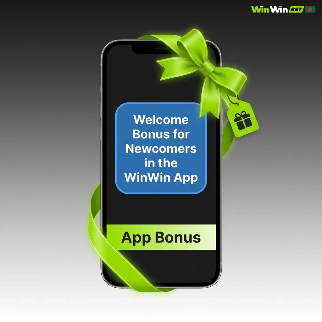 WinWin App welcome bonus screen showing sports and casino bonus options for new users with deposit requirements